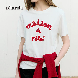 ROLAROLA - MAISON DE ROLA EMBROIDERY T-SHIRT (BLACK ,CHARCOAL , MELANGE GRAY , NAVY , PINK , WHITE , WHITE+NAVY)