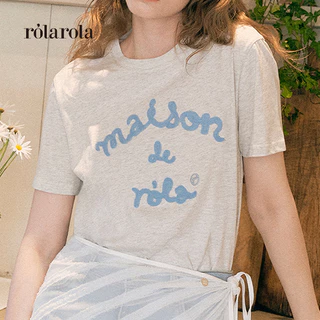 ROLAROLA - MAISON DE ROLA EMBROIDERY T-SHIRT (BLACK ,CHARCOAL , MELANGE GRAY , NAVY , PINK , WHITE , WHITE+NAVY)