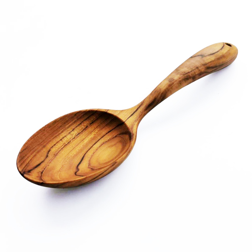 กูปรี ทัพพี ไม้สัก สไตล์ไทย ช้อนทำอาหาร ตักแกง กับข้าว KOUPREY Thai-Style Natural Brown Teak Wood Rice Paddle
