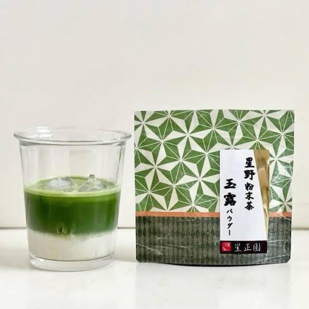 ผงมัทฉะเกียวคุโระ Gyokuro จากแบรนด์ Hoshino Seiyoen ซึ่งเป็นแบรนด์ชาชื่อดังจากเมืองยาเมะ จังหวัดฟุกุ