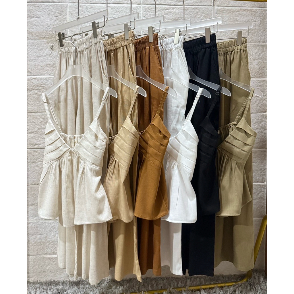 เสื้อสายเดี่ยว/กางเกงขายาวผ้าลินิน