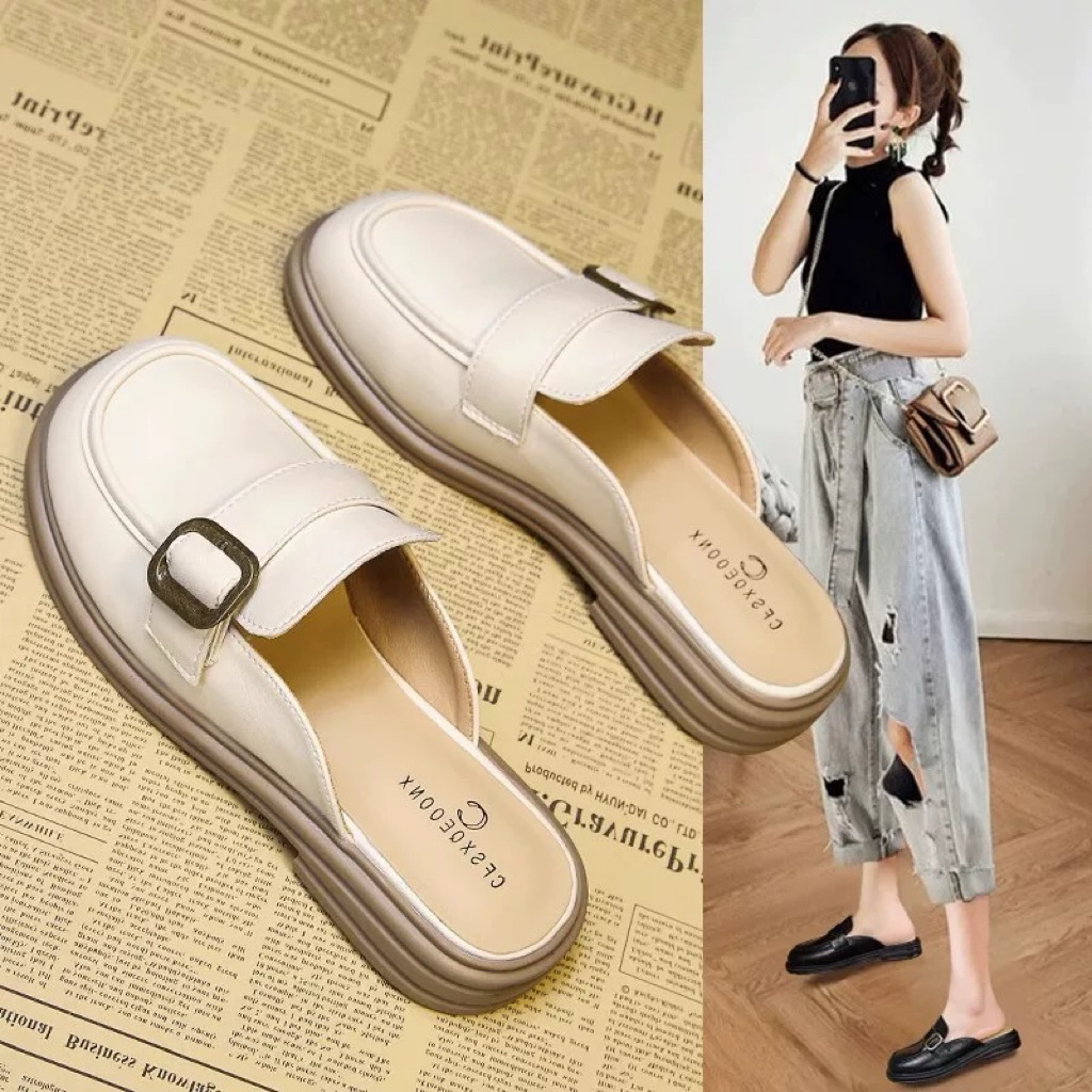 ✨Size 35-40 รองเท้าผู้หญิงเปิดส้นมีถึงไซส์ใหญ่ งานตรงปก   รองเท้าคัทชูผู้หญิงมีส้น รองเท้าผู้หญิงไซส์ใหญ่