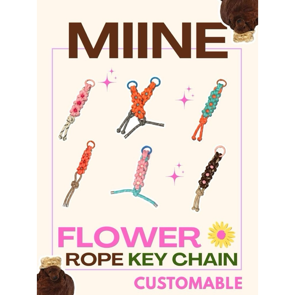 MIINE Flower Keychain พวงกุญแจ เชือกถักลายดอกไม้