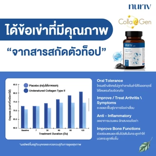 [3 กระปุก เซตสุดคุ้ม] Nuriv Undenatured collagen type II 60แคปซูล คอลลาเจนข้อเข่า คอลลาเจนกระดูก