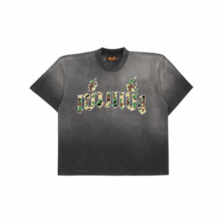 เข้มแข็ง พยัญชนะไทย “แขนสั้นครอปดำด่างสกรีนเขียว”