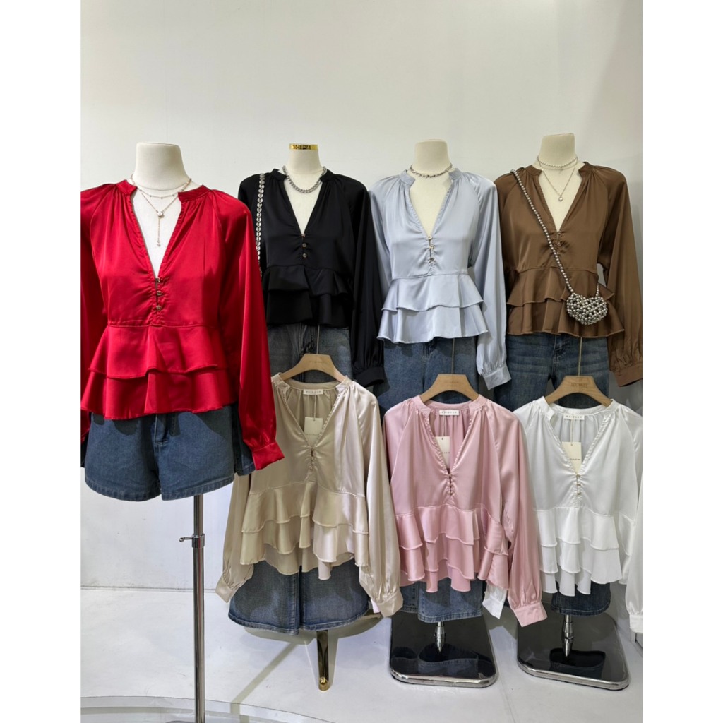 B650 | เสื้อแขนยาวแต่งระบาย เอวเข้าทรง ลุคหวานซ่อนเปรี้ยว ใส่แล้วดูผู้ดี