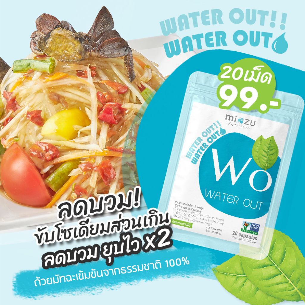 Woo ลดบวม ขับโซเดียม  water out  โซเดียมจงออกไป