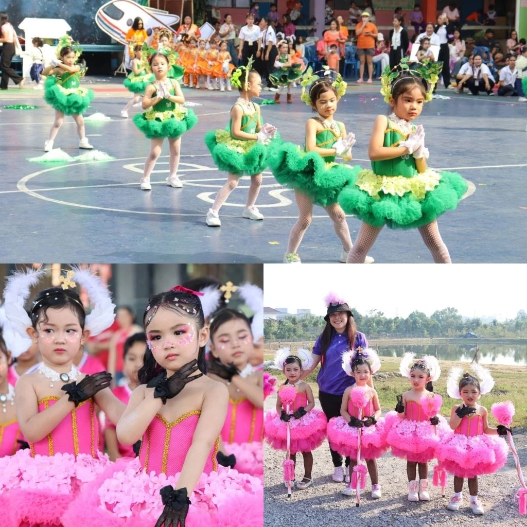 ชุดดรัมเมเยอร์เด็กผู้หญิง​ อนุบาล ปฐม ของแถม4รายการ เครื่องหัว/สร้อย/ถุงน่อง/ถุงมือ