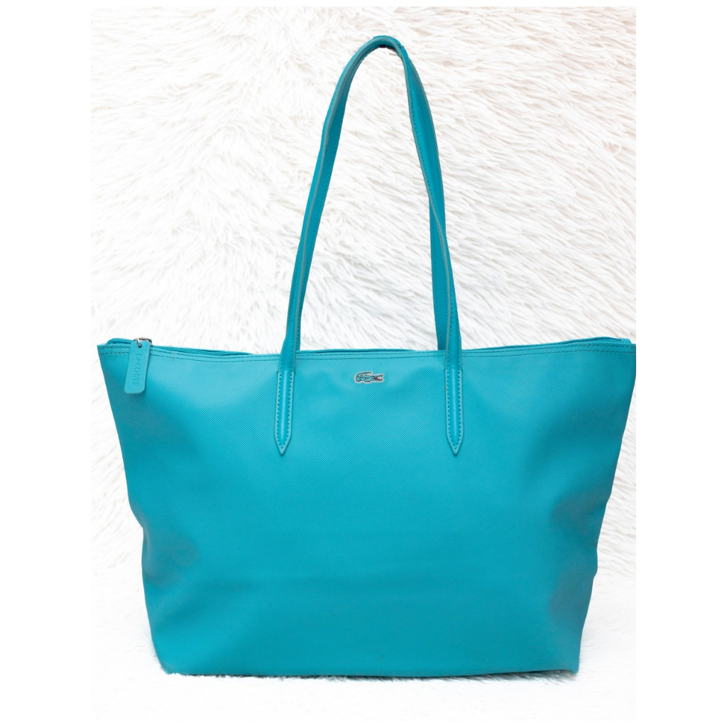 กระเป๋า สะพายข้าง tote Lacoste L.12.12 Concept Shopping Bag สีฟ้าเทอร์ควอยซ์