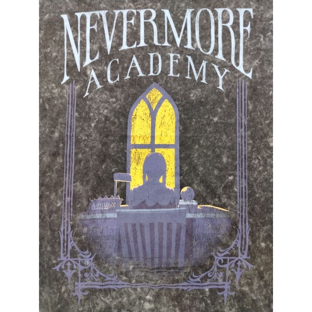เสื้อยืด​ Wednesday Nevermore Desk Frame Black T-Shirt​ ของแท้​ มือสอง​