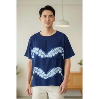 เสื้อมัดย้อมชายตรง ทรงตรงผ้านุ่มใส่สบายมีกระเป๋าเสื้อ