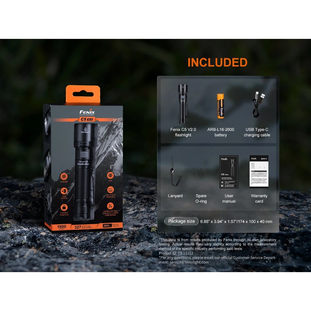 Fenix C5 V2.0 HIGH-PERFORMANCE OUTDOOR FLASHLIGHT สินค้าตัวแทนในไทยประกัน 3ปี