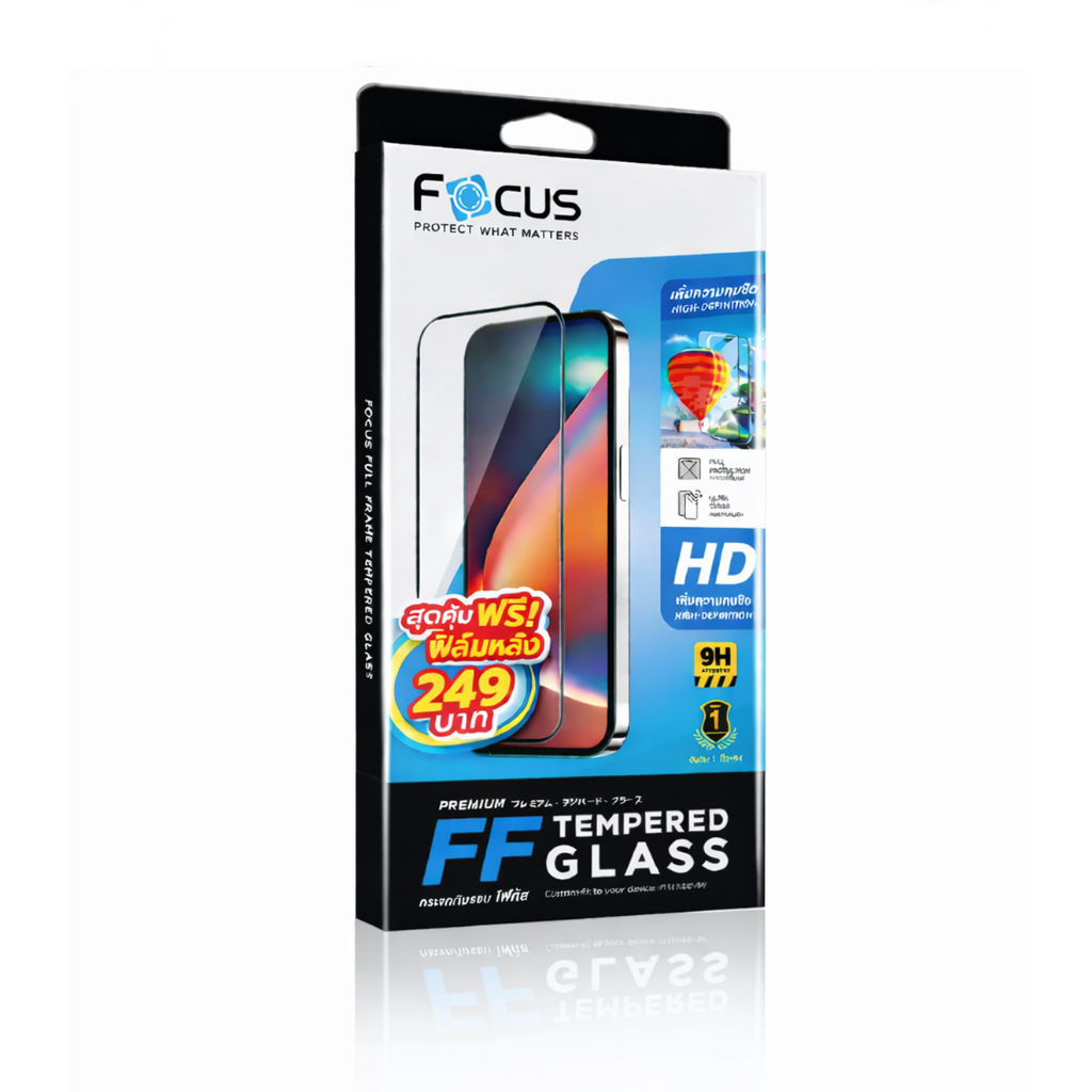 ฟิล์ม Focus ฟิล์มกระจกเต็มจอ Samsung A35 (5G) ขอบดำ  (มีฟิล์มหลัง)