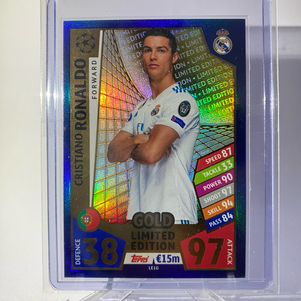 การ์ดนักฟุตบอล CRISTIANO RONALDO, CR7, REAL MADRID, GOLD LIMITED EDITION, MATCH ATTAX, TOPPS