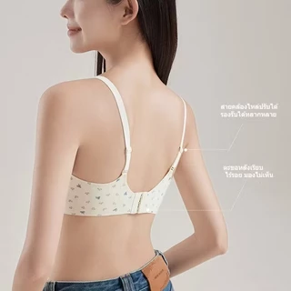 น่ารักBra ลายดอกไม้ ไม่มีโครงเหล็ก ชุดชั้นใน ดันทรง ชุดชั้นในหน้าอกเล็ก เก็บเนื้อด้านข้าง กระชับ ไม่รัด ไร้โครง