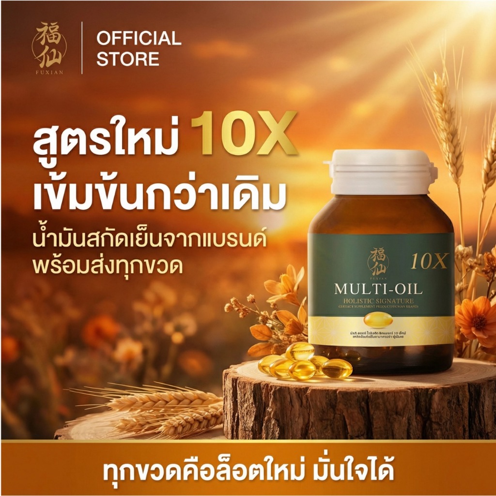 [ตะกร้าบริษัท ซื้อในไลฟ์ลดเพิ่ม] Fuxian : มิลติออยล์ โฮลิสติก (Multi-Oil Holistic) : น้ำมันสกัดเย็น 10 ชนิด 1 กระปุก