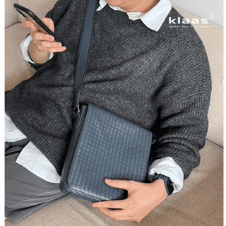 02-310 Licon messenger bag intrecciato กระเป๋าสะพายสานหนังแท…