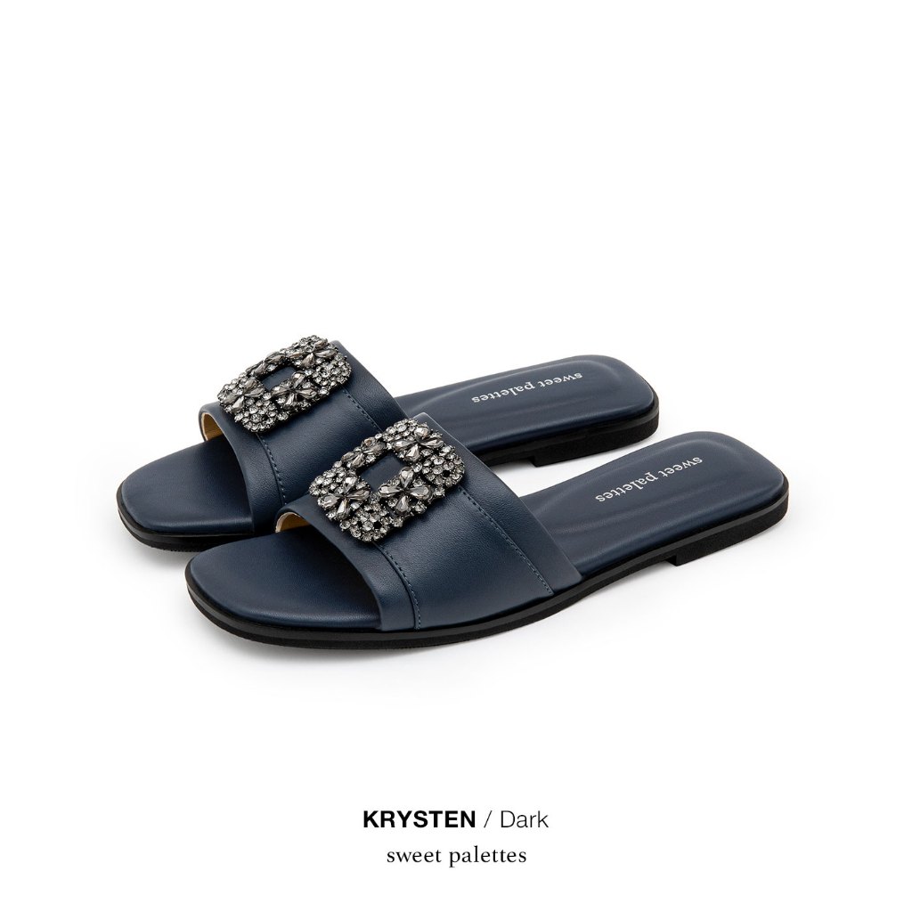 Sweet Palettes รองเท้า Sandal หนังแกะ Krysten Dark