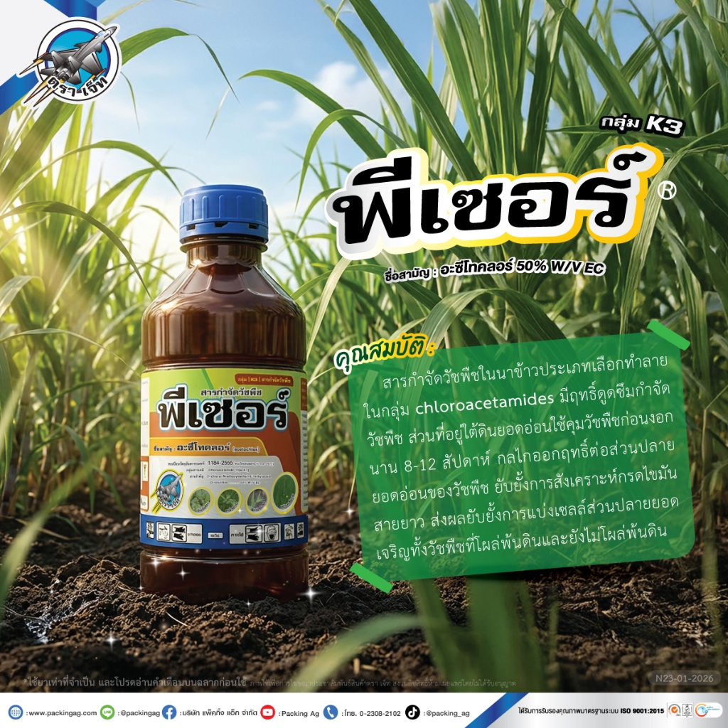 พีเซอร์ ขนาด 1 ลิตร ‼️ลัง 12 ขวด‼️น้ำม่วง อะซีโทคลอร์ ยาคุมหญ้า คุมแห้ง อะเซโทคลอร์ กำจัดหญ้า - รูปที่ 2