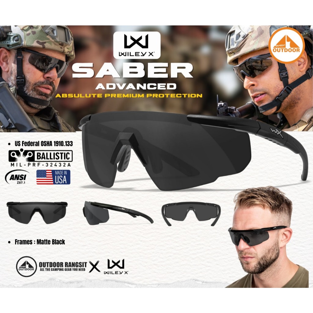 Wiley-X Saber Advanced Single Lens System ของแท้ รุ่น 1 เลนส์ เทา / เฟรม 302 พร้อมรับประกันศูนย์ไทย