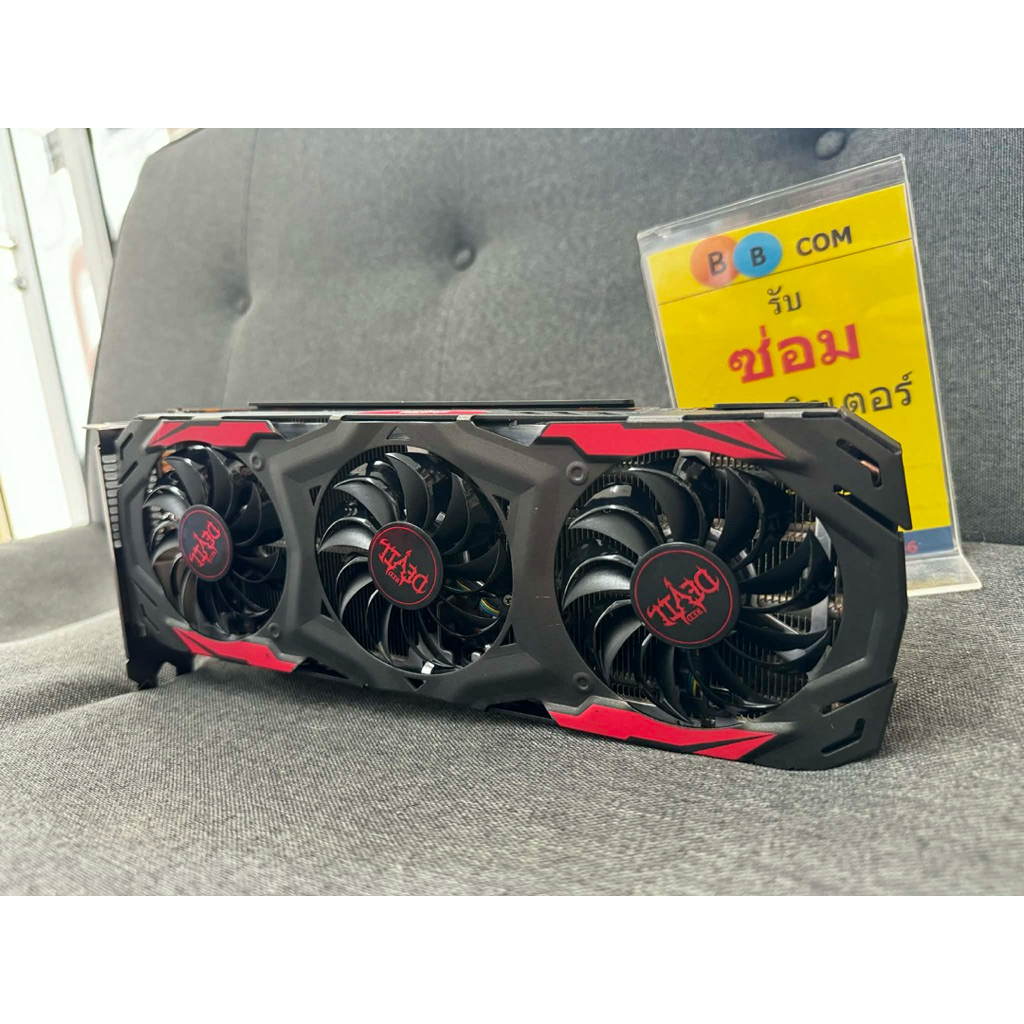 การ์ดจอ POWER COLOR RED DEVIL RX480 8GB DDR5 3พัดลม ต่อไฟเลี้ยง8พิน  (มือ2)