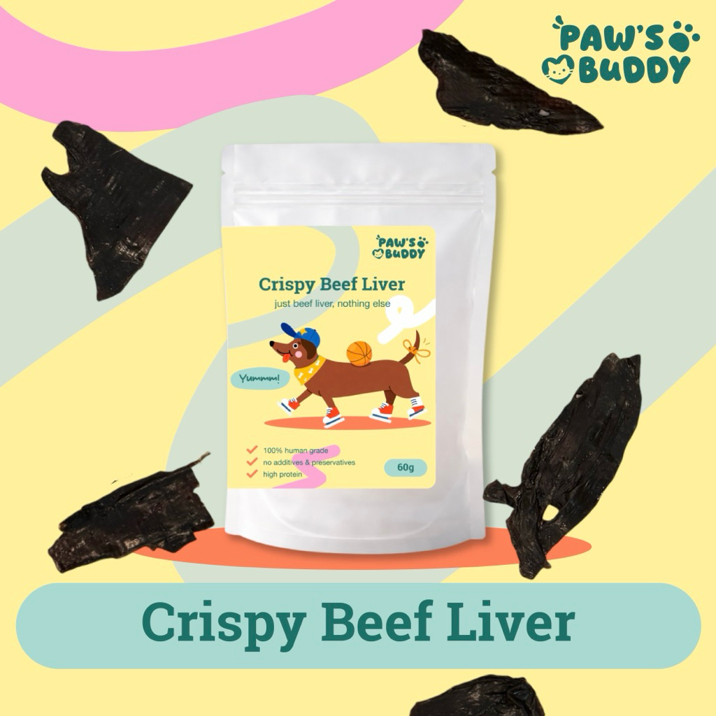 ขนมสุนัข ตับวัวอบกรอบ Paw’s Buddy 60g