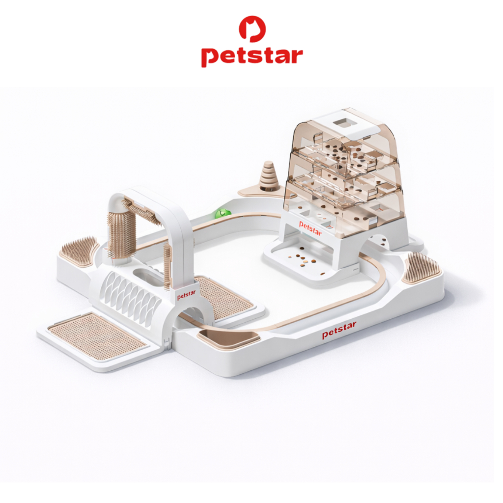 Petstar ของเล่นแมว 3in1 มีที่ขีดข่วน แปรงขน ของเล่นเสริมทักษะแมว Pet Toy