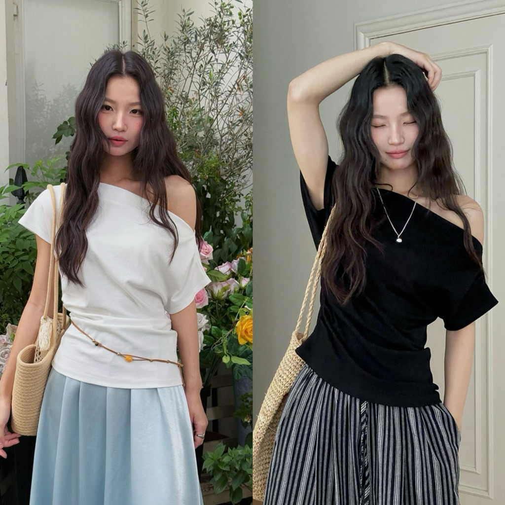 Somedays | 🇰🇷Arin Top เสื้อยืดปาดไหล่ผ้าพรีเมียม จากตึกเกาหลี🇰🇷 เรียบหรูดูแพง