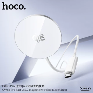 ที่ชาร์จไร้สาย แท่นชาร์จแม่เหล็ก HOCO CW63 Pro Qi2.2 25W สาย USB-C 1.2m บางเฉียบ แม่เหล็กดูดแน่น ชาร์จได้เสถียร