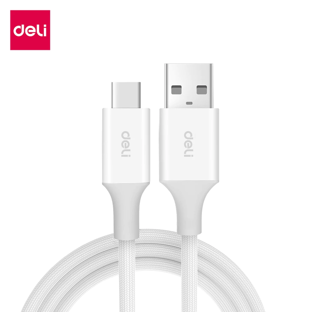 Deli สายชาร์จ สายไนลอนถัก Type-A to Type-C ชาร์จไว 100W สายยาว1/2 เมตร Fast charging PD data cable