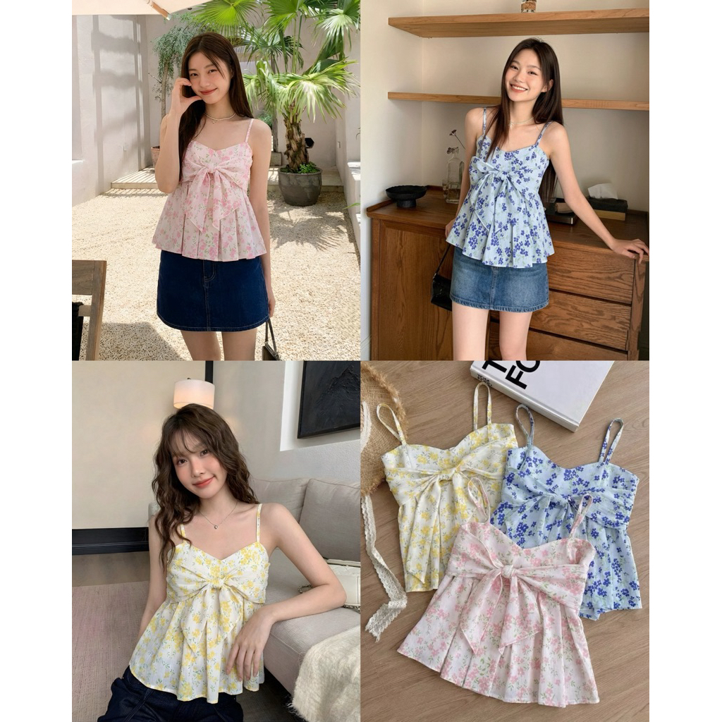 conycolours | Daisy Bow Camisole เสื้อสายเดี่ยวลายดอก ผูกโบว์ด้านหน้า