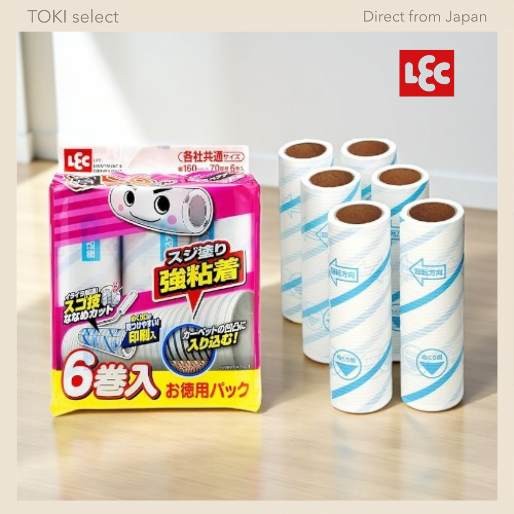 LEC Gekikoro Strong Adhesive Carpet Cleaner Refill 70 Sheets 3 or 6 Rolls Sugowaza Cut