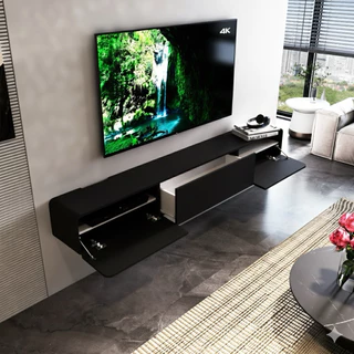 Tomato Home ชั้นทีวีติดผนัง Desire wall TV unit กว้าง200ซม | ชั้นทีวีมินิมอล เหมาะทีวีใหญ่สุด 85นิ้ว