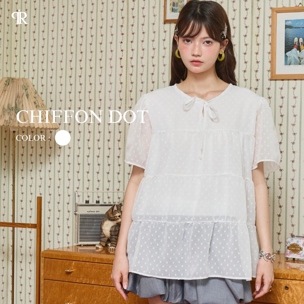 Panchitar Chiffon Dot – เสื้อทรงปล่อยผ้าชีฟองโปร่งลายจุด ใส่แล้วไม่ระคายผิว มีซับในด้านในไม่บาง
