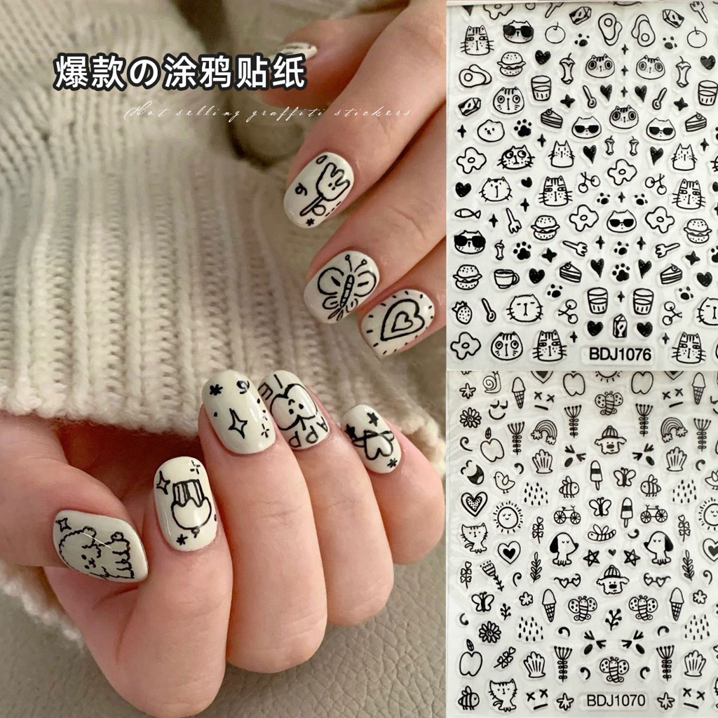 สติกเกอร์การ์ตูน มิกกี้เม้าส์ ใช้ติดตกแต่งเล็บ ลายเยอะ น่ารัก Nail Art Stickers Mickey Minnie