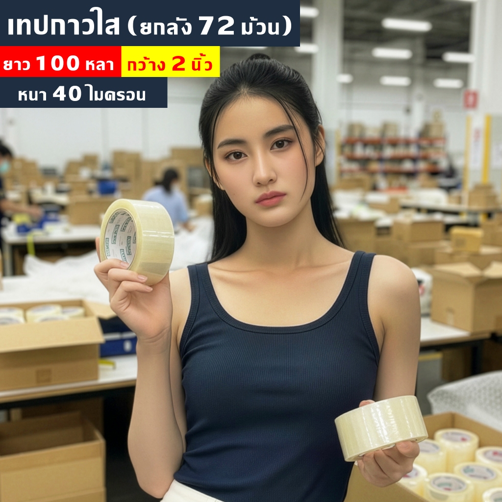เทปกาวใส/ขุ่น (ยกลัง72ม้วน) กว้าง 2นิ้ว ยาว 100หลา หนา 40ไมครอน เทปOPP - เทปใสยกลัง