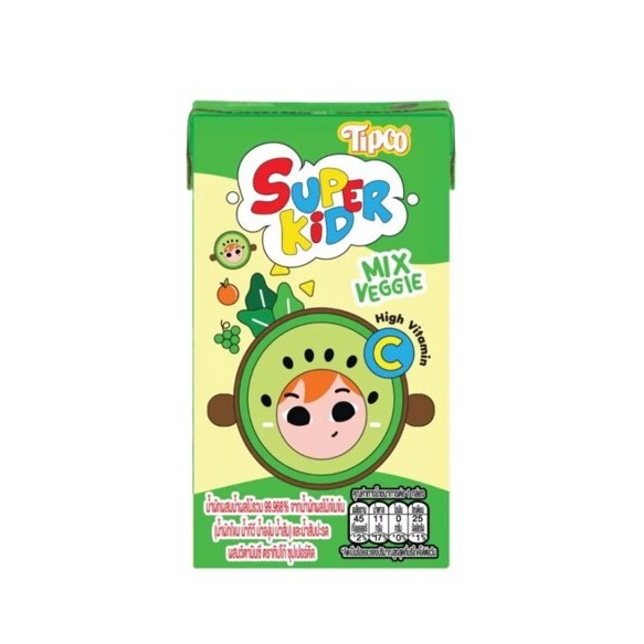 TIPCO Superkid น้ำผักผสมน้ำผลไม้รวม Mix Veggie Fruit ขนาด 110 ml. ยกลัง 36 กล่อง  Exp. 24/7/2026