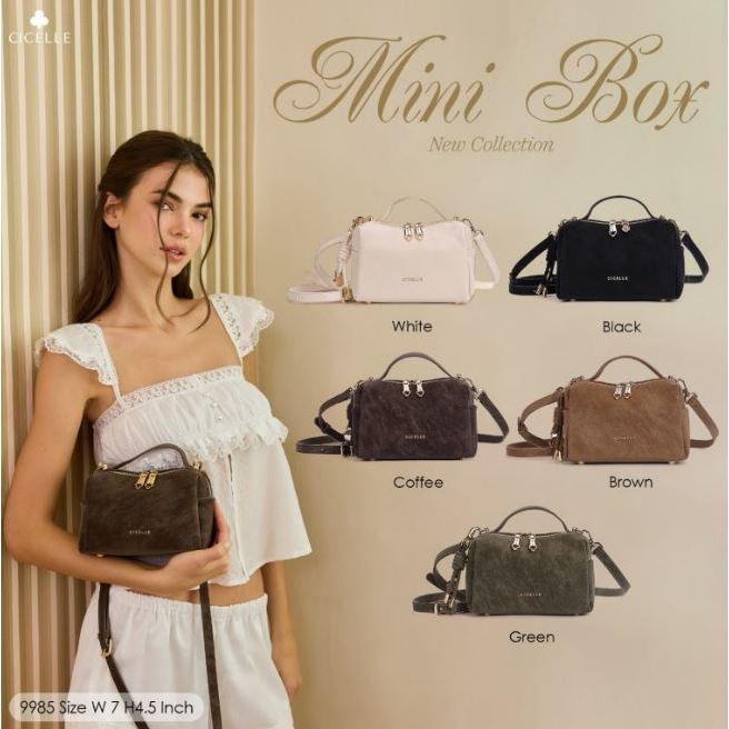 #9985 Mini Box Collection CICELLE  ✨แบรนด์ CICELLE (ซี-เซล) กระเป๋าสะพายข้าง กระเป๋าหนังกลับ กระเป๋าผู้หญิง