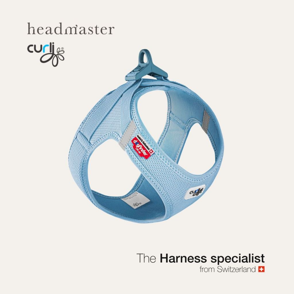 curli Clasp Air Mesh Vest Harness Sky-Blue สายรัดอกสีฟ้า สำหรับสุนัขและแมว