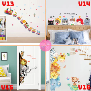 สติ๊กเกอร์ลายการ์ตูน สัตว์โลก ABC สําหรับติดตกแต่งผนังห้อง ตกแต่งห้องเด็ก สติ๊กเกอร์ติดผนัง
