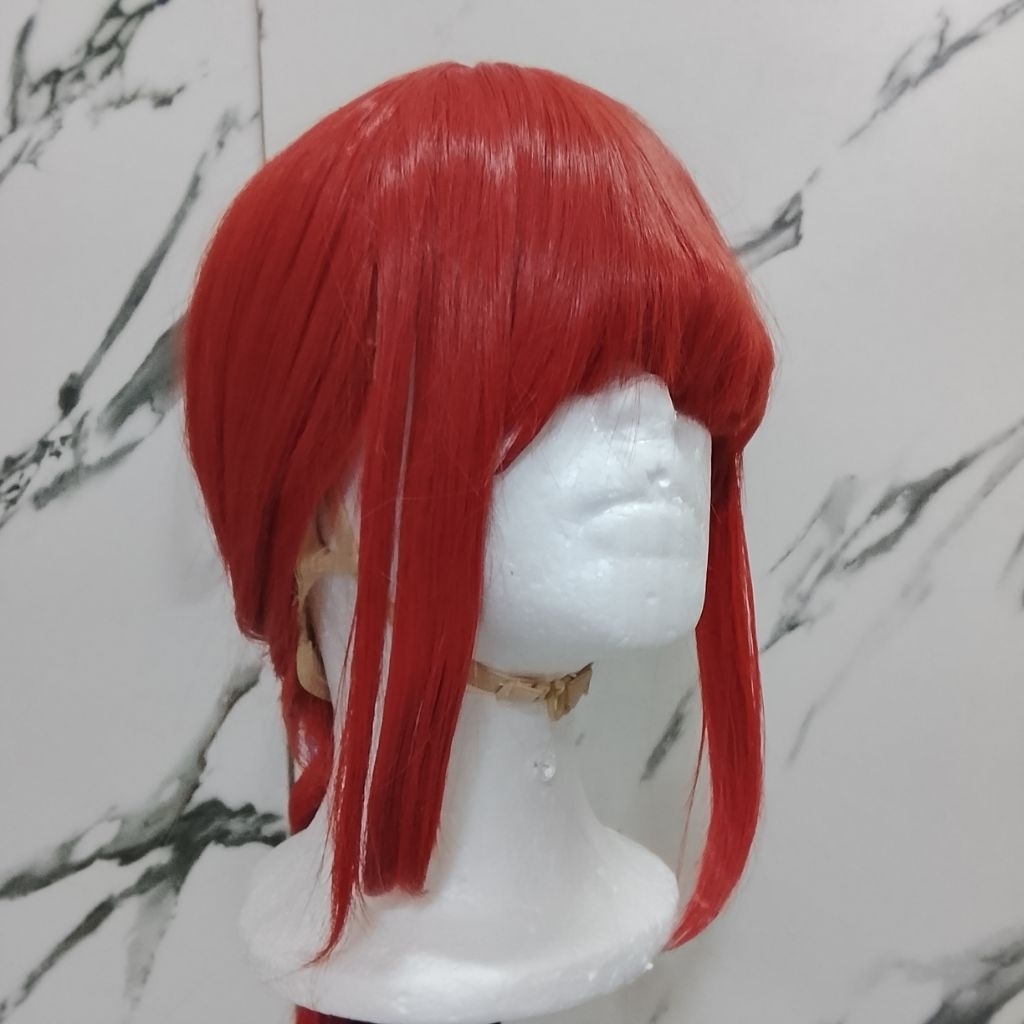 พร้อมส่ง วิกยาวสีแดงส้ม มือ2 เนียนคอส Makima csm ได้