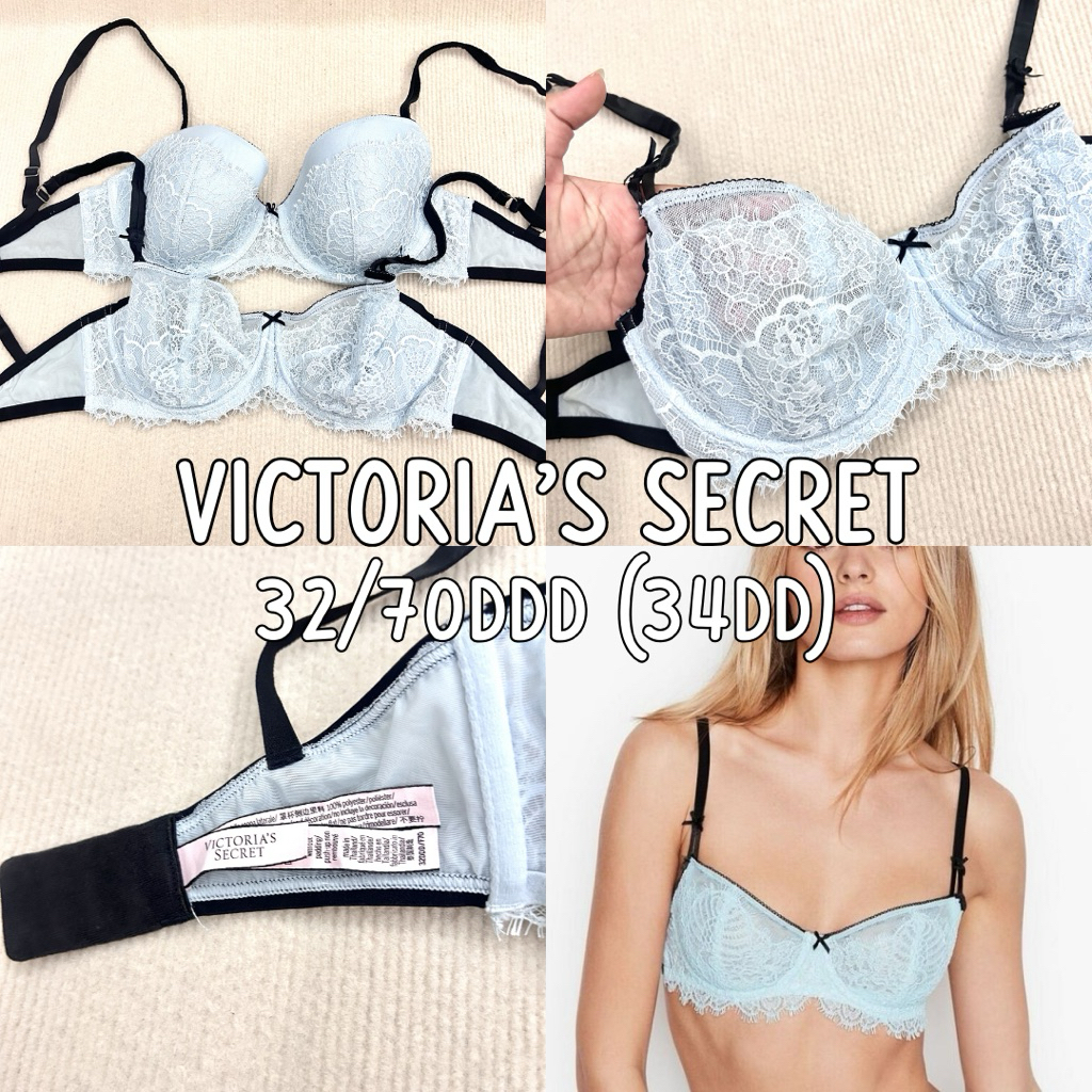 (ใหม่กริบ) victoria | 32/70DDD (32F 34DD) เสื้อชั้นในลูกไม้แต่งโบว์ เต้าใหญ่พิเศษ ไซส์หายาก shopหลัก