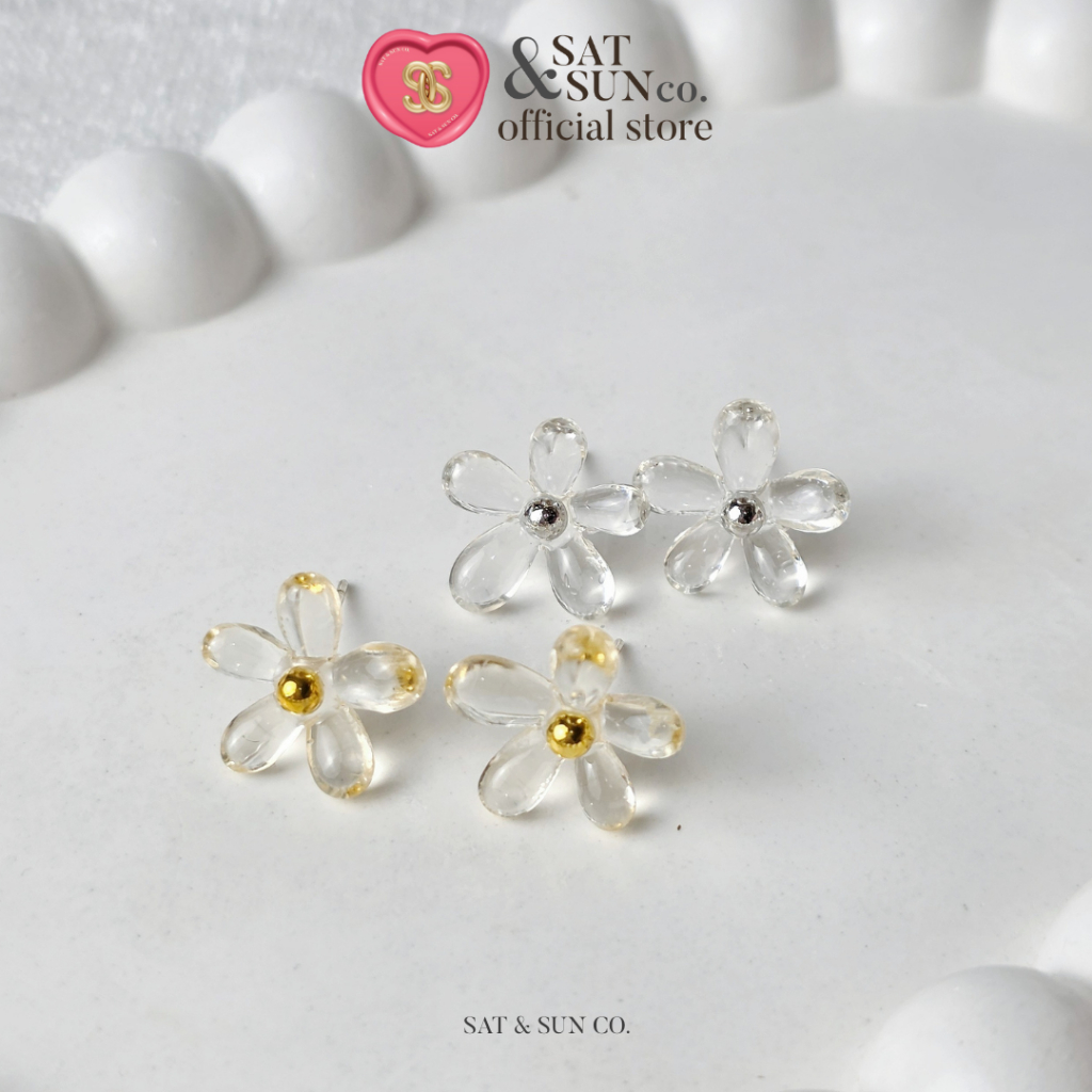SATANDSUN Flower Jelly Stud Earrings ต่างหูดอกไม้เจลลี่ น่ารัก minimal มากก
