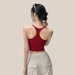 WsimpleBra | Yoko Crop Top เสื้อกล้าม ทรงครอป เว้าหลัง มีบราในตัว เลิกใส่ชุดชั้นในและซิลิโคลปิดจุก