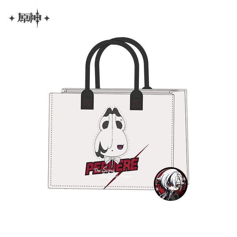 [ พร้อมส่ง / Official ] Genshin Impact Arlecchino Impression Costume - Badge + Tote Bag เกนชิน เข็มกลัด กระเป๋าผ้า