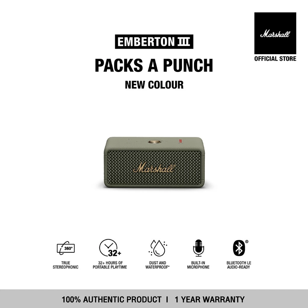 [NEW COLOUR] MARSHALL Emberton III Sage - รับประกัน1ปี +ส่งฟรี - ลำโพงพกพา ลำโพง Bluetooth