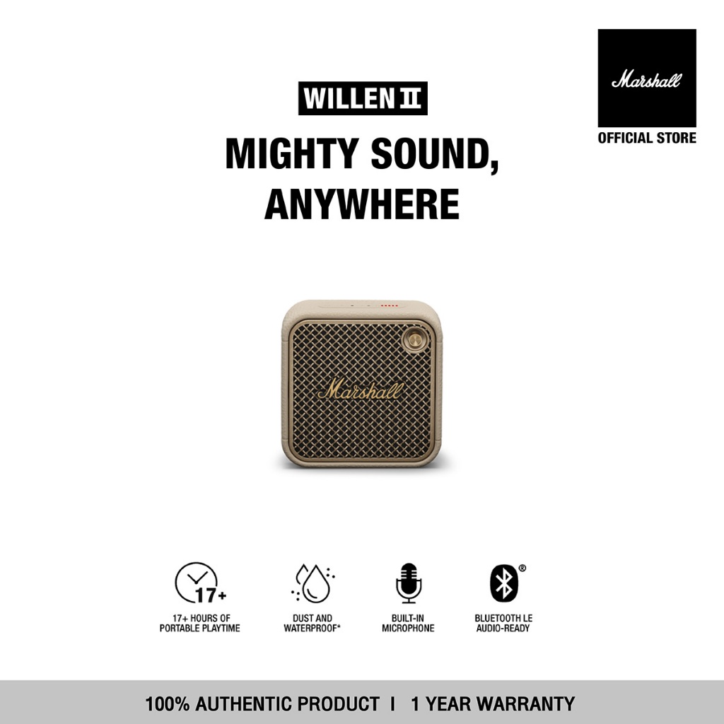 MARSHALL Willen II Cream - รับประกัน 1 ปี + ส่งฟรี - ลำโพงบลูทูธ ลำโพงพกพา ลำโพง marshall