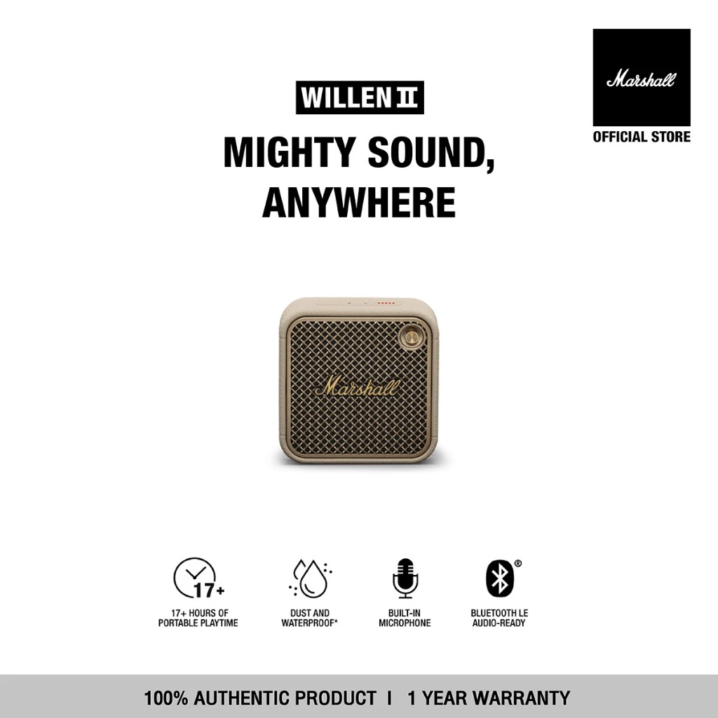 MARSHALL Willen II Cream - รับประกัน 1 ปี + ส่งฟรี - ลำโพงบลูทูธ ลำโพงพกพา ลำโพง marshall