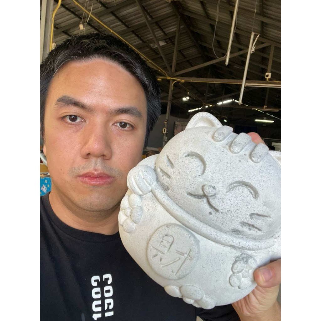 รูปปั้นปูนลายแมวแต่งสวนขนาด13x11cm ออกใบกำกับภาษีได้