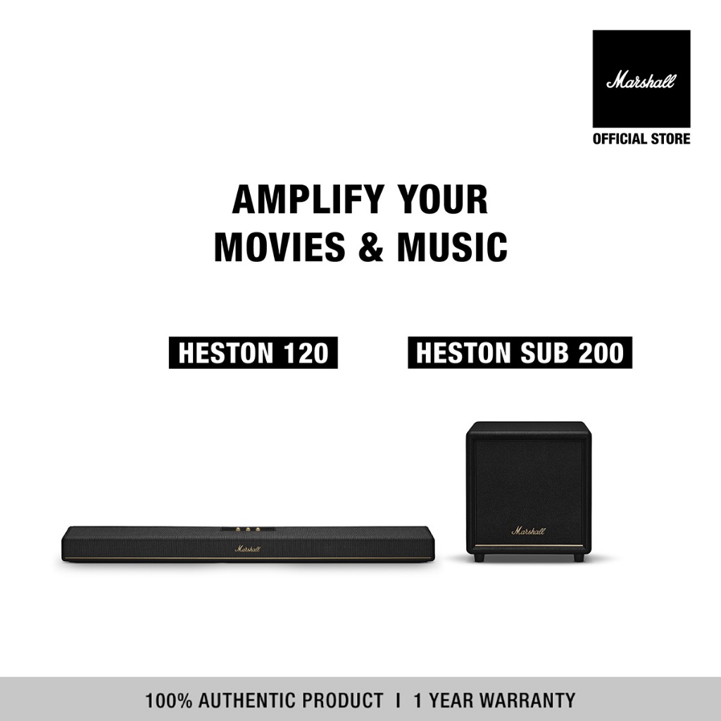 [NEW ARRIVAL l BUNDLE SET] MARSHALL Heston 120 Black + Heston Sub 200 Black - รับประกัน 1 ปี + ผ่อน 0% สูงสุด 10 เดือน